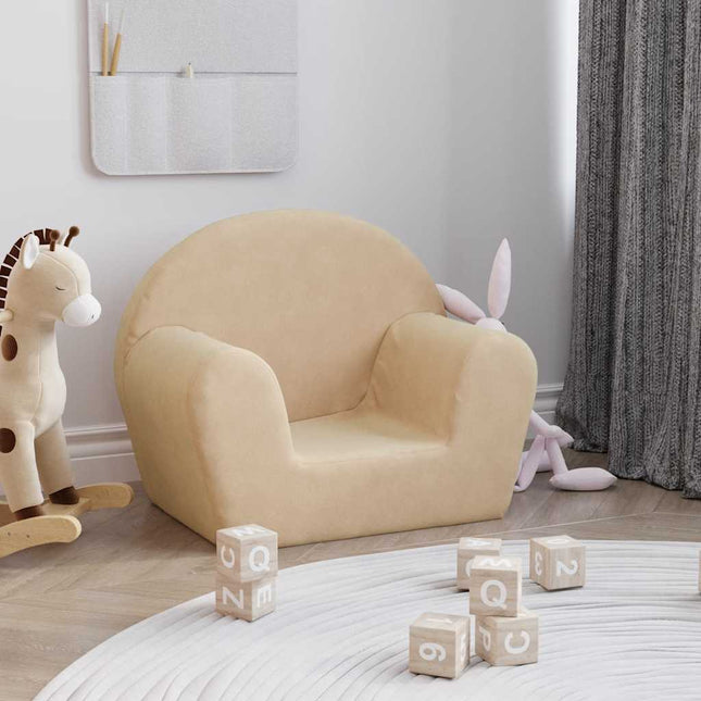 sofa til børn blødt plys cremefarvet