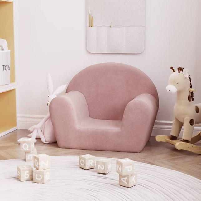 børnesofa lyserød blød plys
