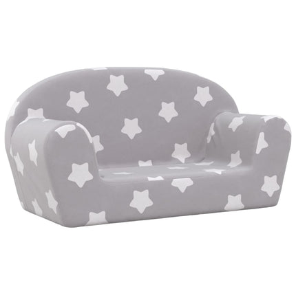 2-personers sofa til børn blødt plys med stjerner lysgrå