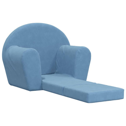 sovesofa til børn blødt plys blå