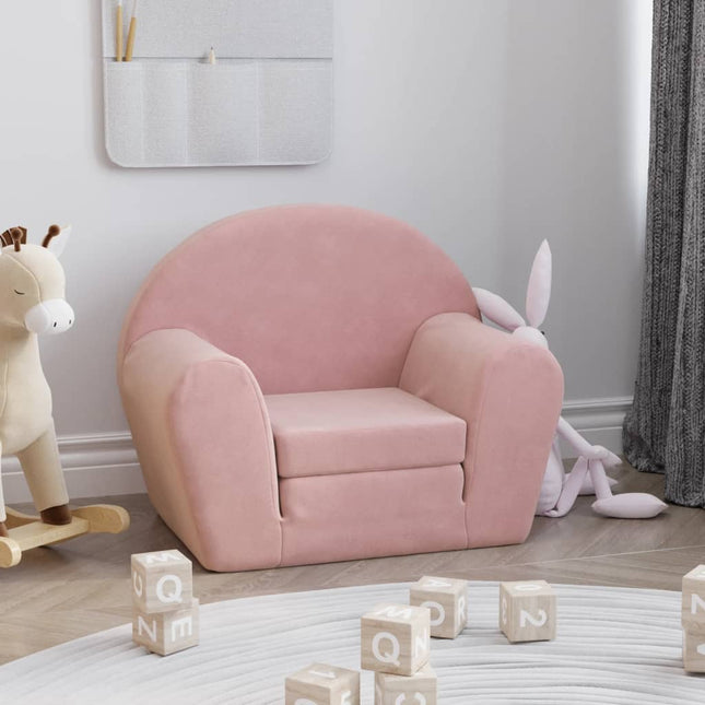 sovesofa til børn blødt plys lyserød