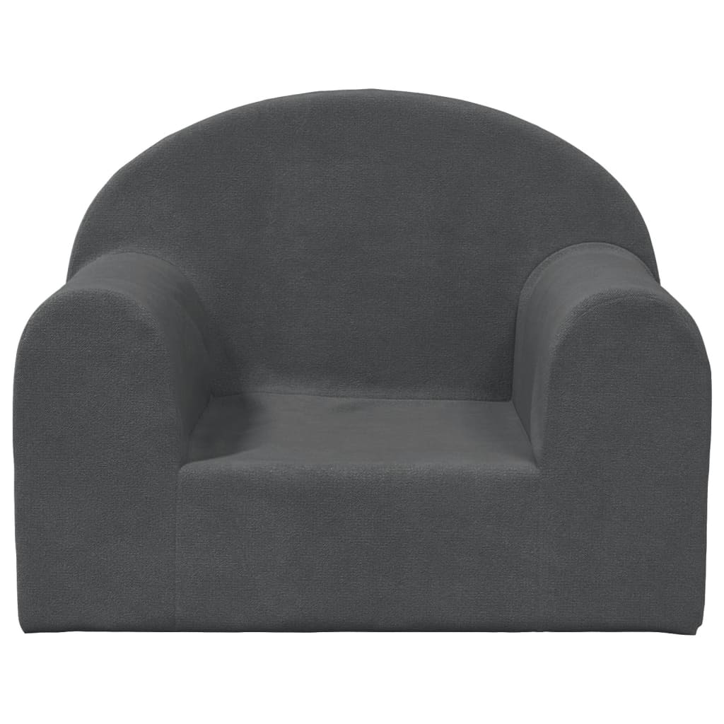 lænestol til børn blødt plys antracitgrå