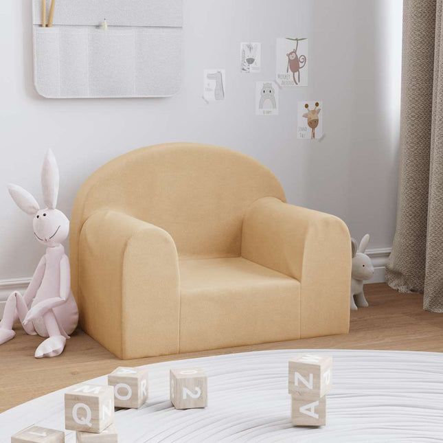 sofa til børn blødt plys cremefarvet