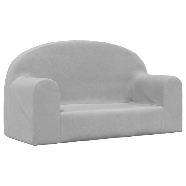 2-personers sofa til børn blødt plys lysgrå