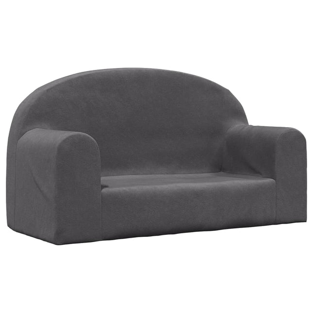 2-personers sofa til børn blødt plys antracitgrå