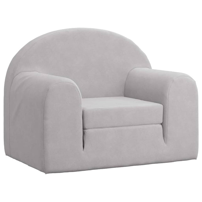 sovesofa til børn blødt plys lysegrå