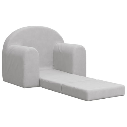 sovesofa til børn blødt plys lysegrå