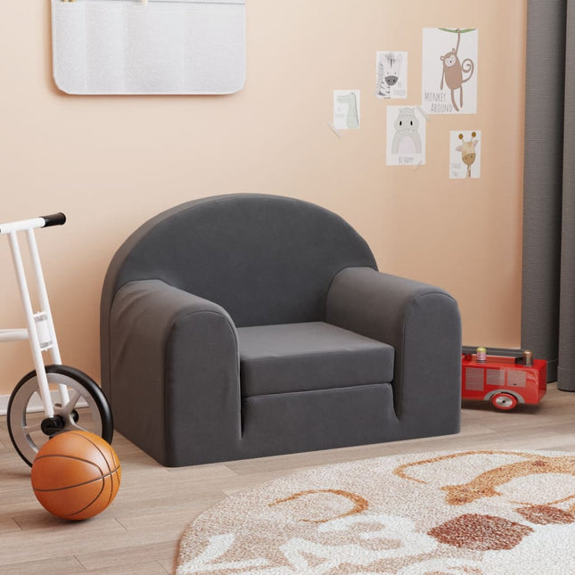 sovesofa til børn blødt plys antracitgrå