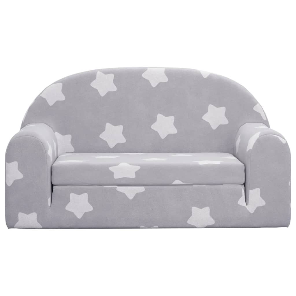 2-personers sovesofa til børn med stjerner blødt plys lysegrå