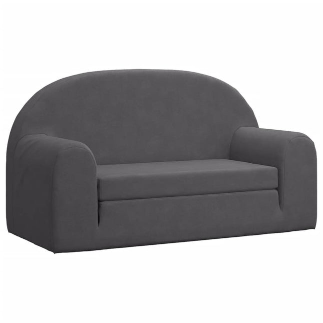 2-personers sovesofa til børn blødt plys antracitgrå