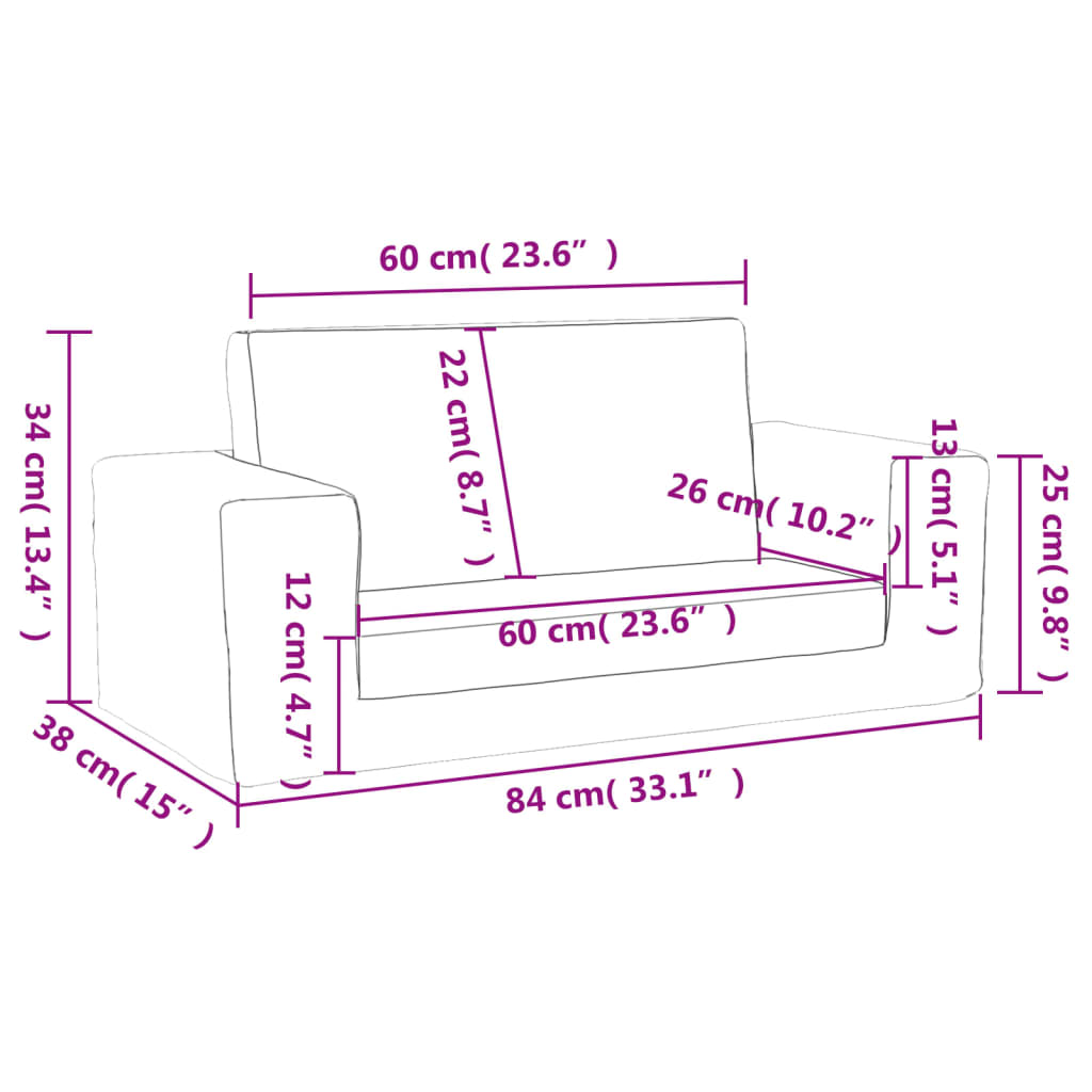 2-personers sovesofa til børn blødt plys lysegrå