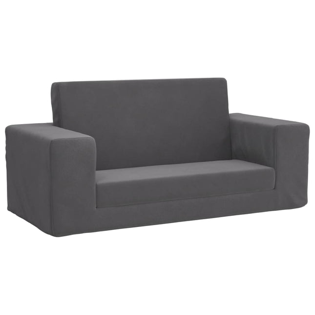 2-personers sovesofa til børn blødt plys antracitgrå