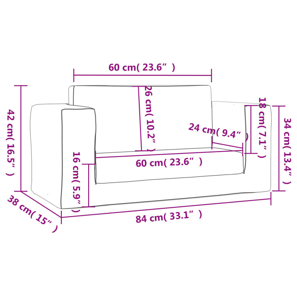 2-personers sovesofa til børn blødt plys antracitgrå