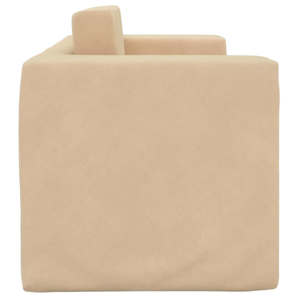 2-personers sofa til børn blødt plys cremefarvet