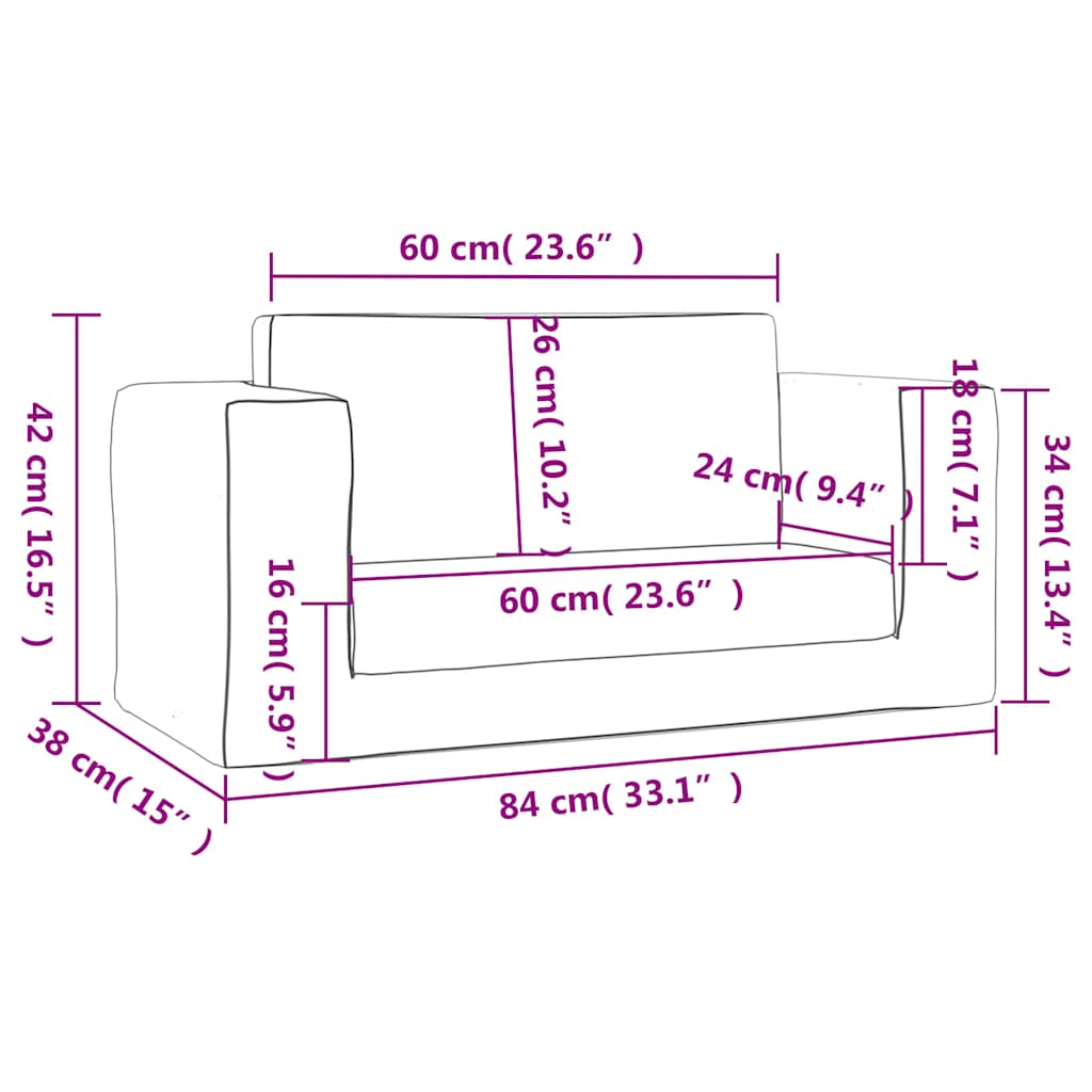 2-personers sovesofa til børn blødt plys blå