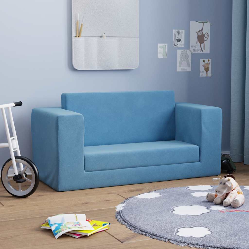 2-personers sovesofa til brn bldt plys bl