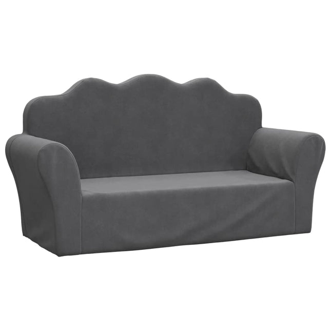 2-personers sofa til børn blødt plys antracitgrå