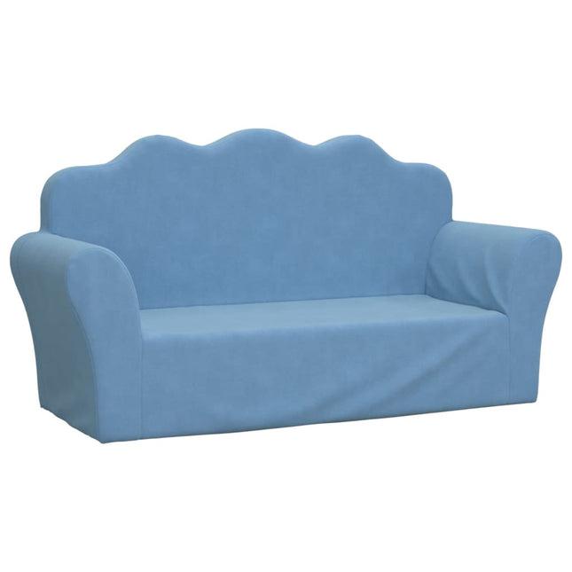 2-personers sofa blødt plys blå