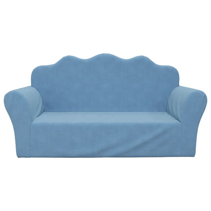 2-personers sofa blødt plys blå