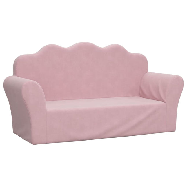 børnesofa 2-personers pink blød plys