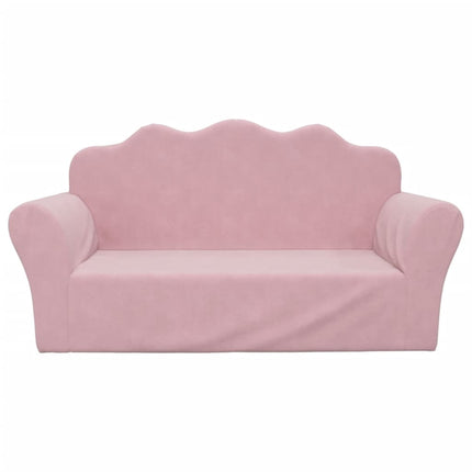 børnesofa 2-personers pink blød plys