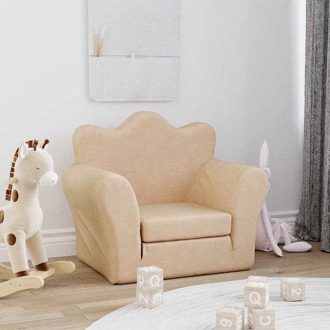 sofaseng til børn blødt plys cremefarvet