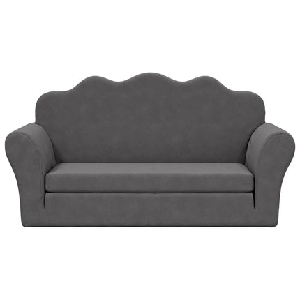 2-personers sovesofa til børn blødt plys antracitgrå