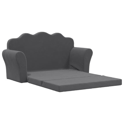 2-personers sovesofa til børn blødt plys antracitgrå
