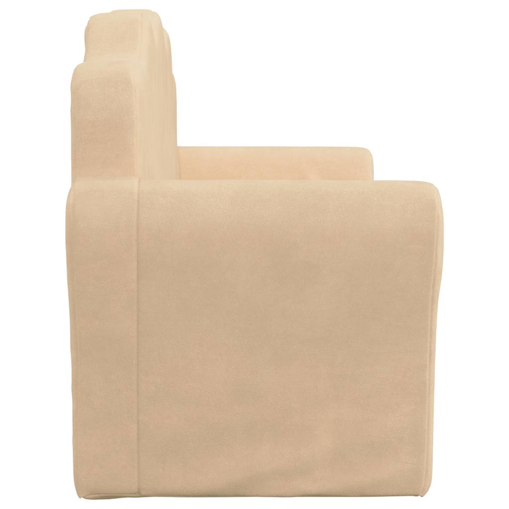 2-personers sofa til børn blødt plys cremefarvet