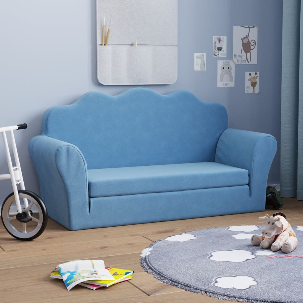 2-personers sovesofa til brn bldt plys bl