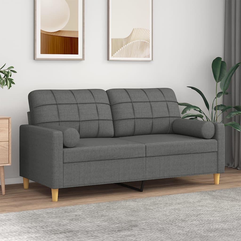 2-personers sofa med pyntepuder 140 cm stof mrkegr