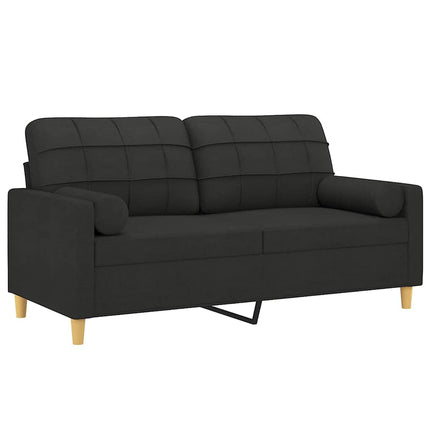2-personers sofa med pyntepuder 140 cm stof sort