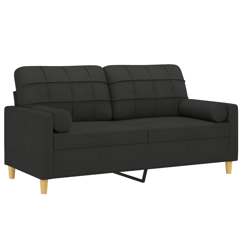 2-personers sofa med pyntepuder 140 cm stof sort