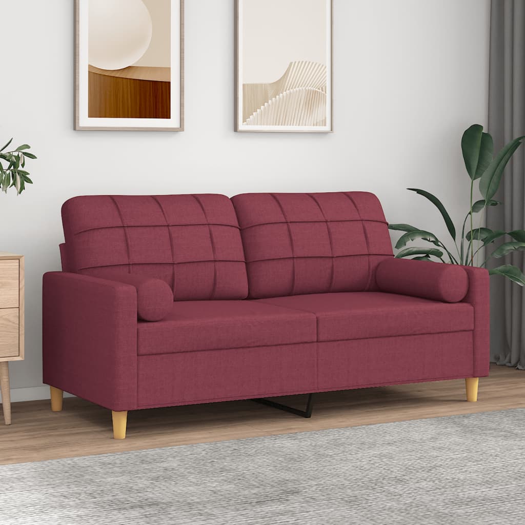 2-personers sofa med pyntepuder 140 cm stof vinrd