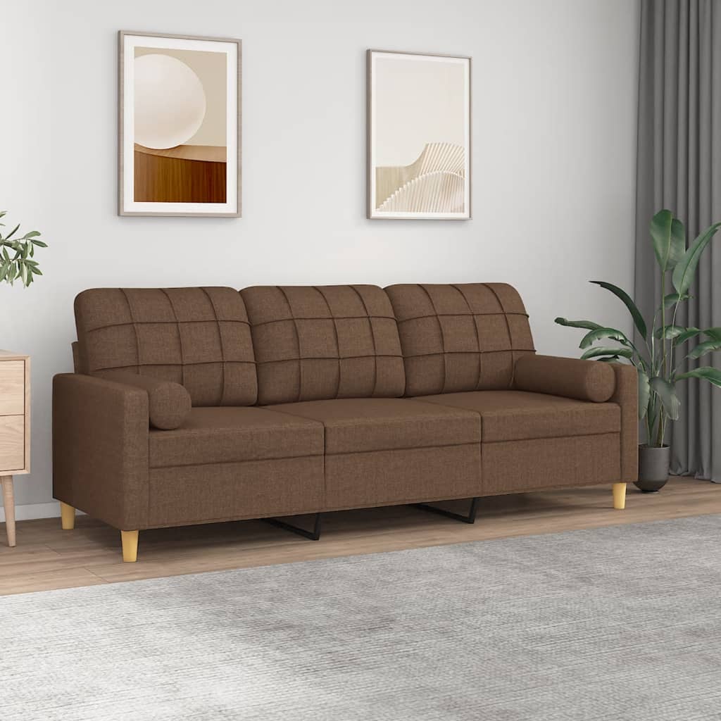 vidaXL 3-personers sofa med pyntepuder 180 cm stof brun