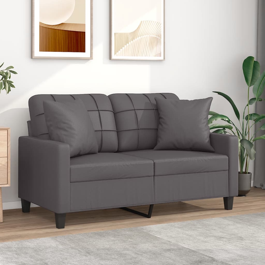 2-personers sofa med pyntepuder 120 cm kunstlder gr