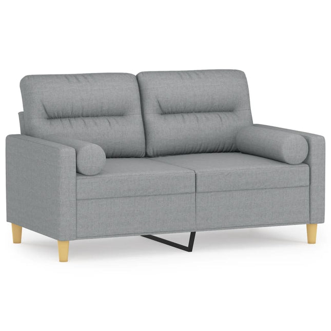 2-personers sofa med pyntepuder 120 cm stof lysegrå