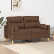 2-personers sofa med pyntepuder 120 cm stof brun