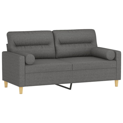 2-personers sofa med pyntepuder 140 cm stof mørkegrå