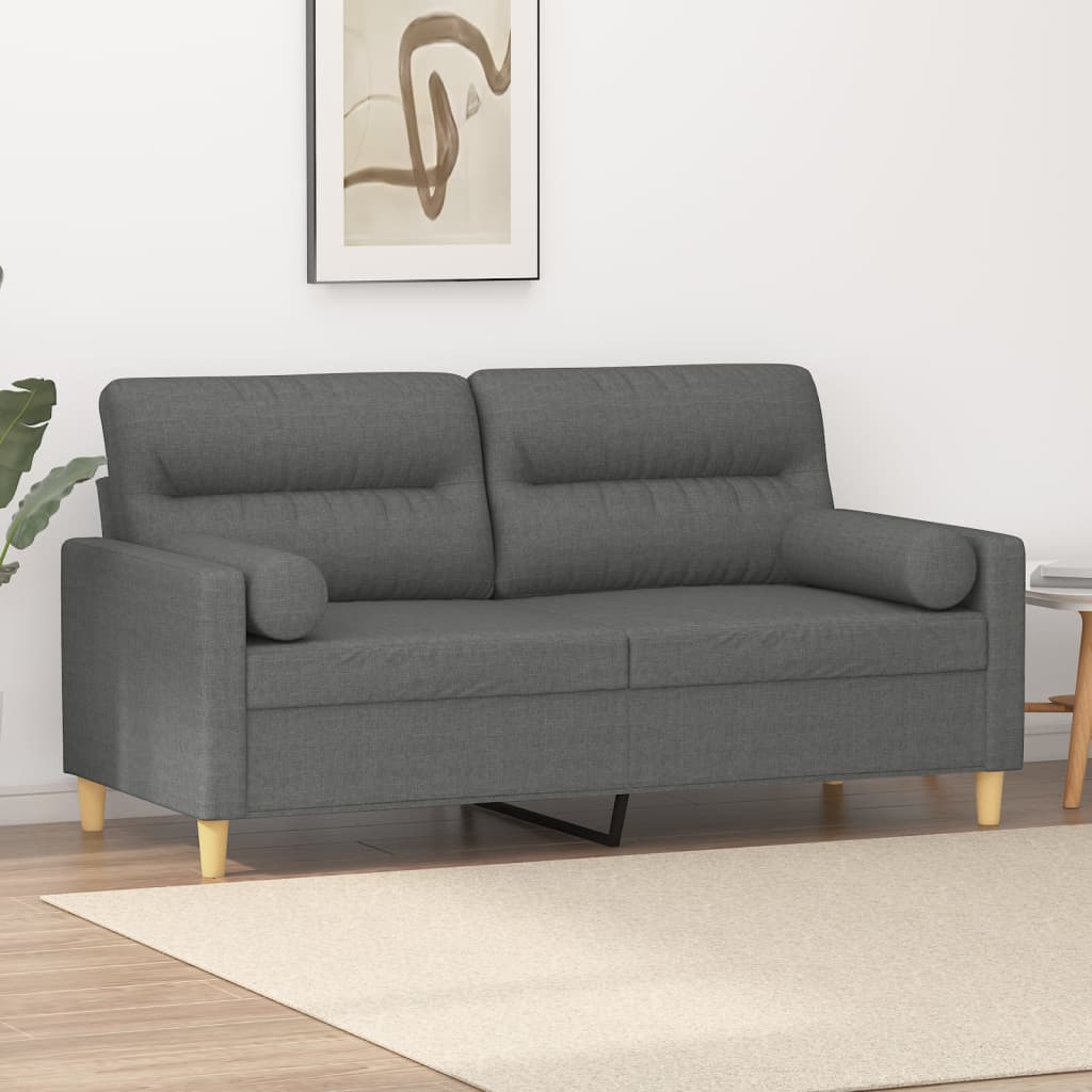 3-Personers Sofa Med Pyntepuder Stof - 140 cm / Mørkegrå