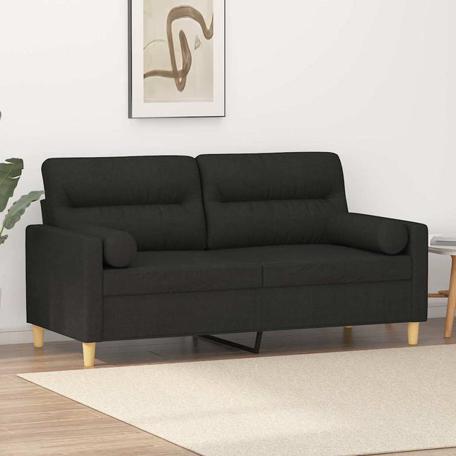 2-personers sofa med pyntepuder 140 cm stof sort