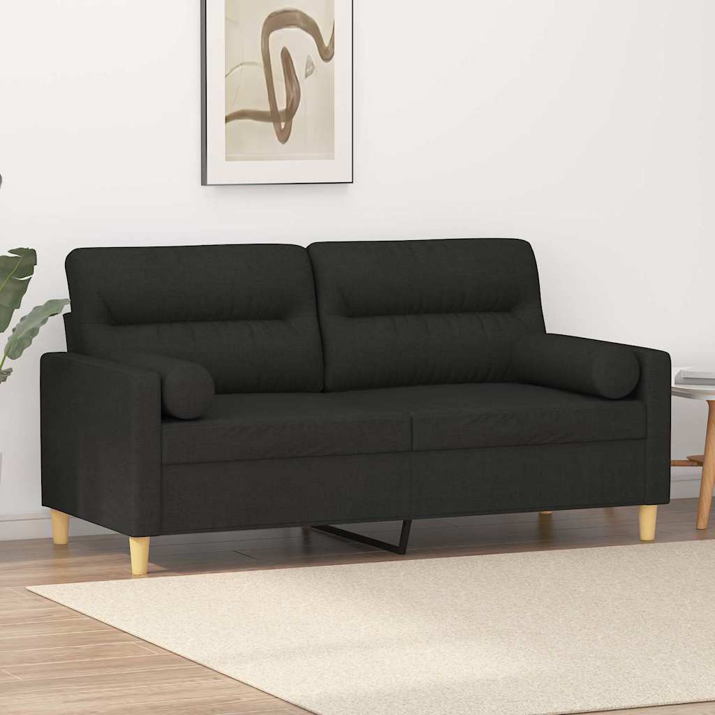 vidaXL 2-personers sofa med pyntepuder 140 cm stof sort