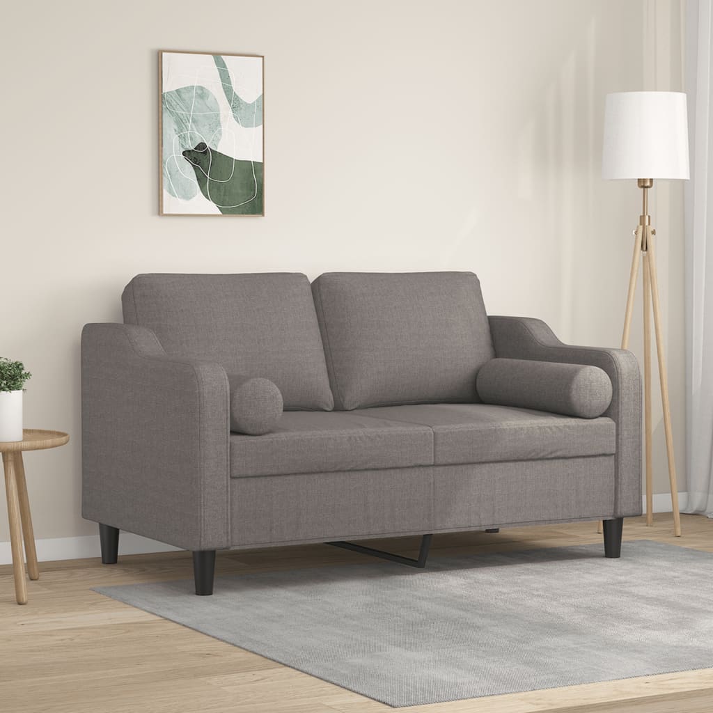 vidaXL 2-personers sofa med pyntepuder 120 cm stof gråbrun