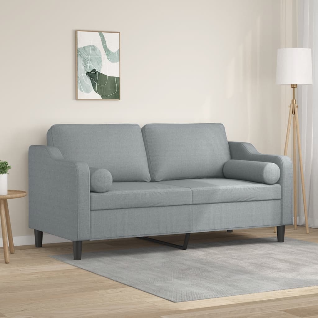 2-personers sofa med pyntepuder 140 cm stof lysegrå billede