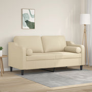 2-personers sofa med pyntepuder 140 cm stof cremefarvet