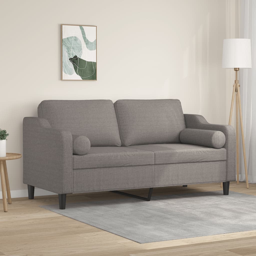 2-personers sofa med pyntepuder 140 cm stof gråbrun billede