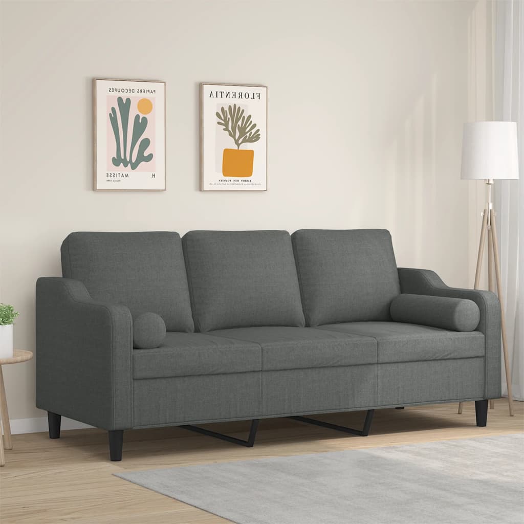 vidaXL 3-personers sofa med pyntepuder 180 cm stof mørkegrå