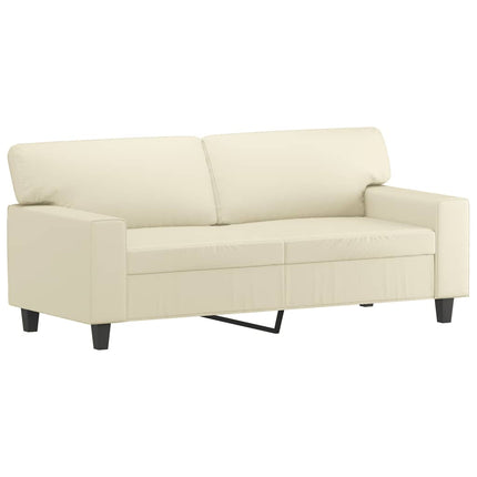 2-personers sofa med pyntepuder 140 cm kunstlæder cremefarvet