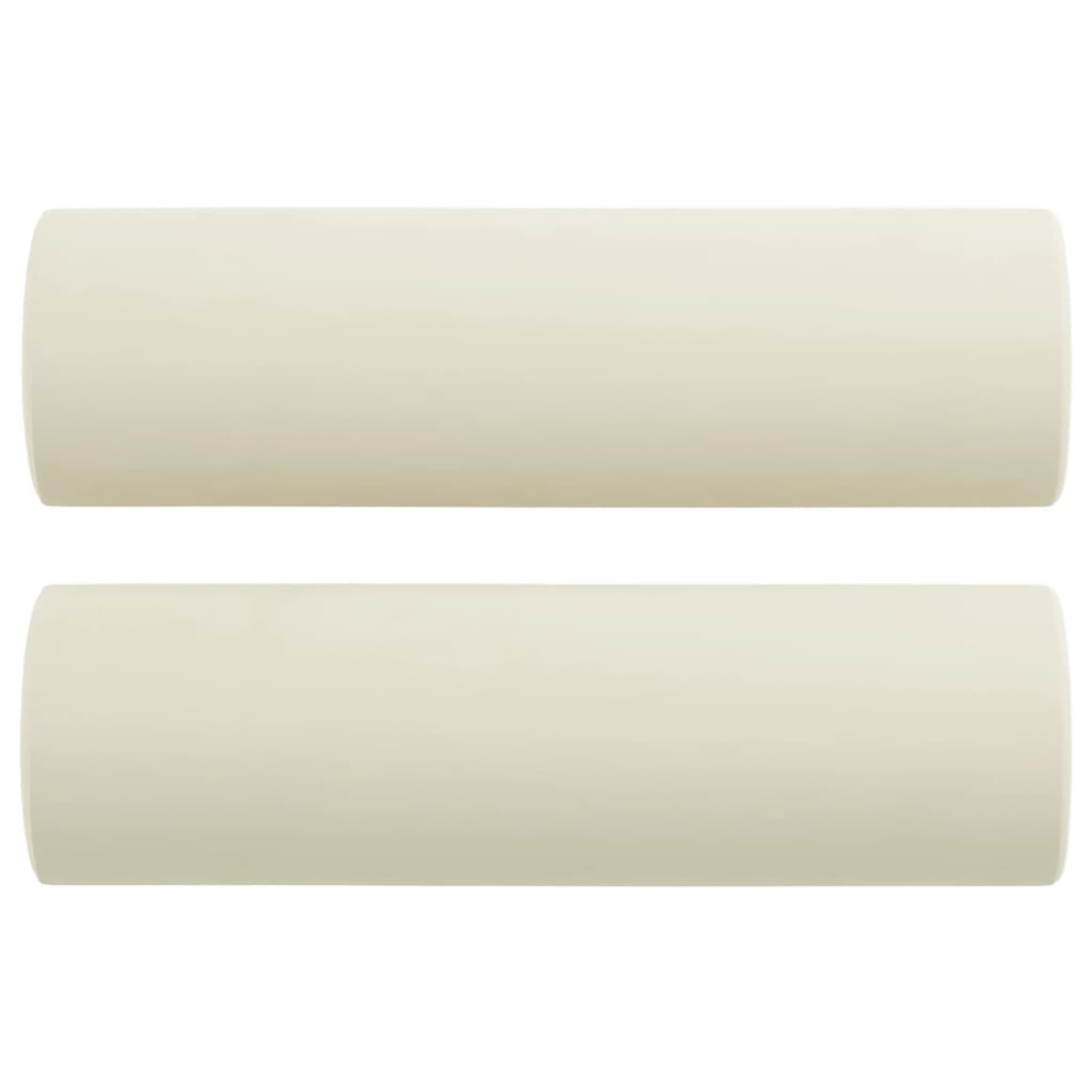 2-personers sofa med pyntepuder 120 cm velour cremefarvet