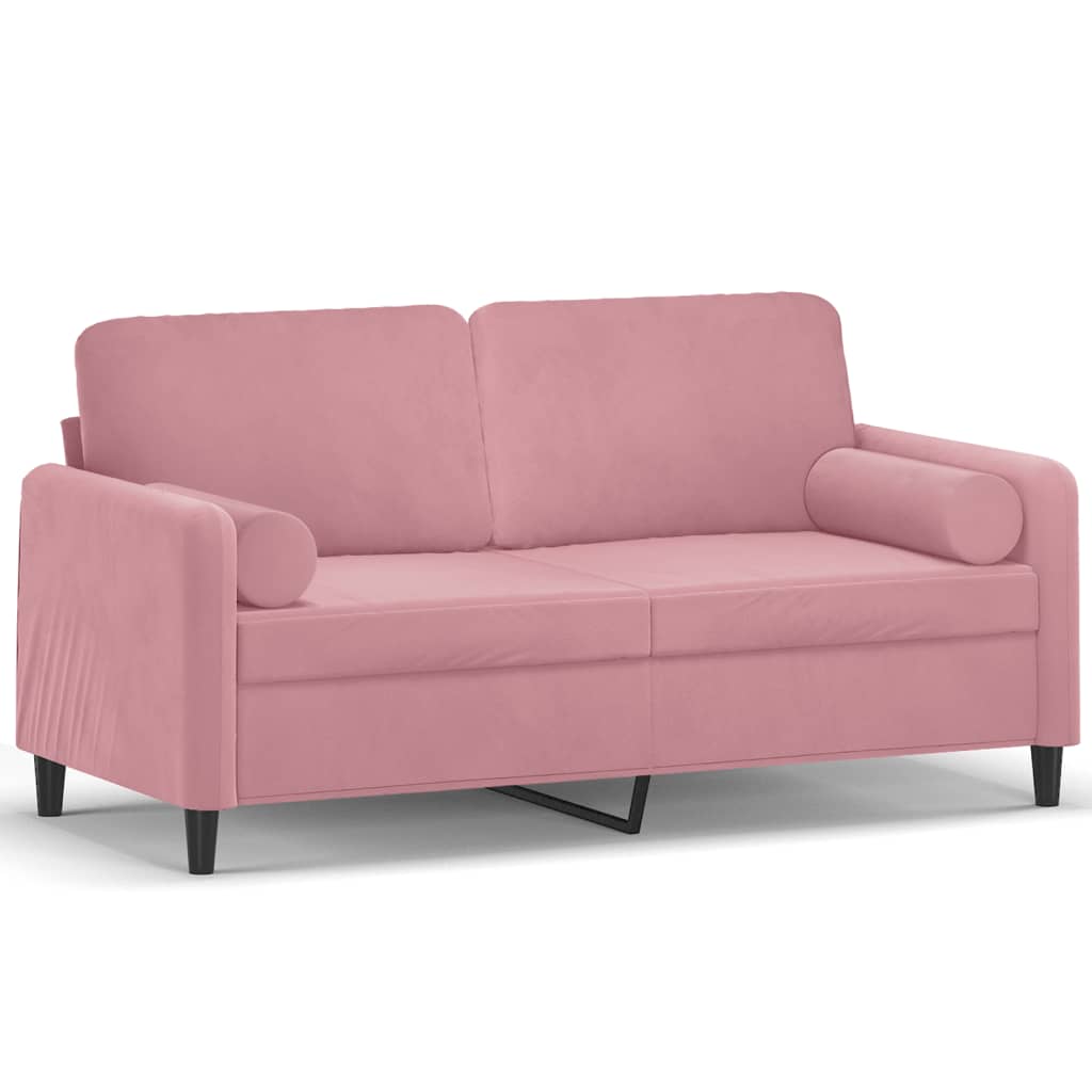 2-personers sofa med pyntepuder 140 cm velour pink